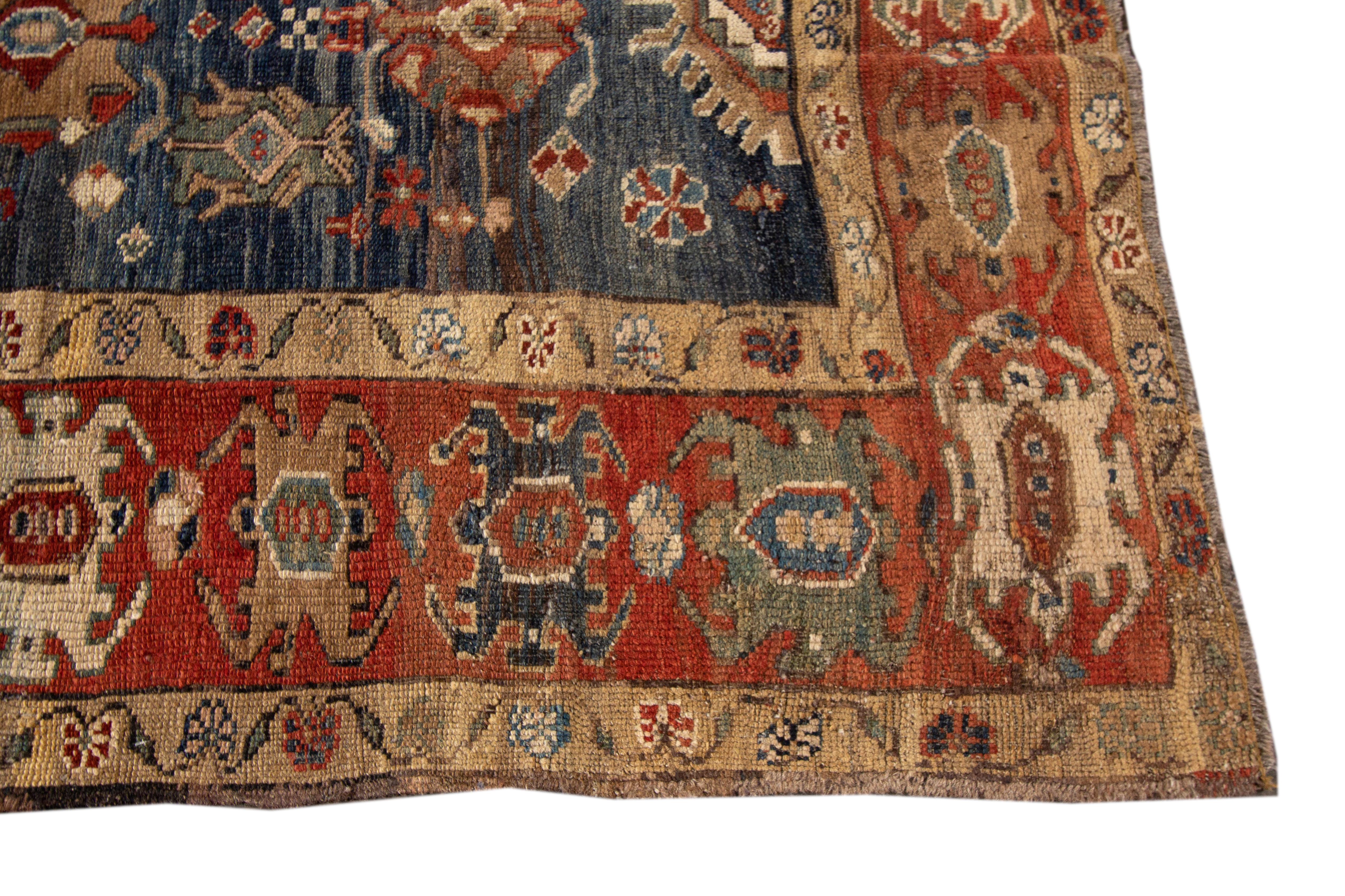 Hand-Knotted Vintage Bakshaish Tribal Wool Runner Rug For Sale