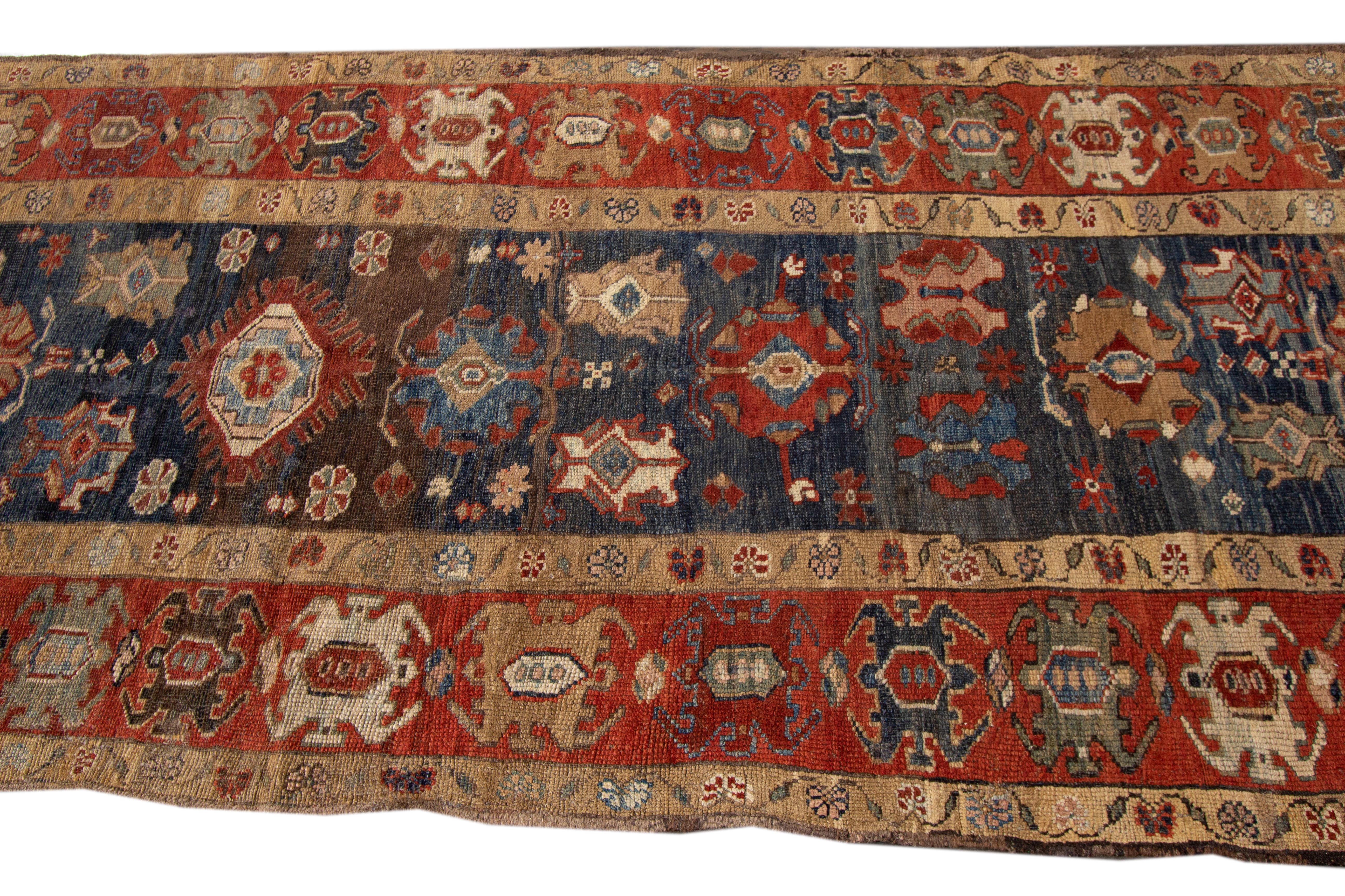 Blauer Bakshaish Stammeskunst-Läufer aus Wolle, Vintage im Angebot 2