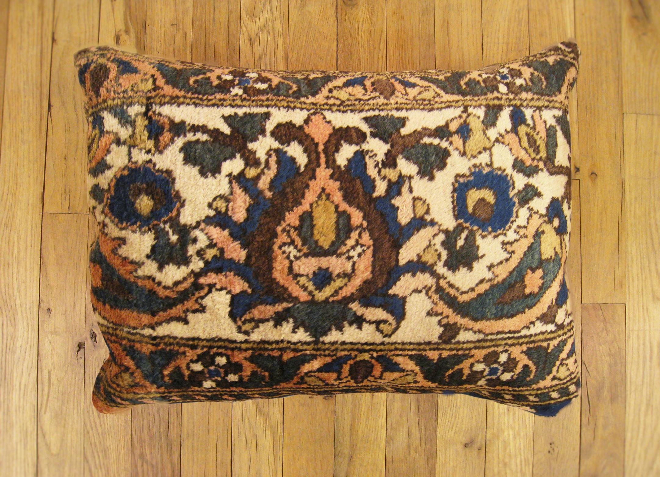 A vintage Persian Baktiari oriental carpet pillow, size 20