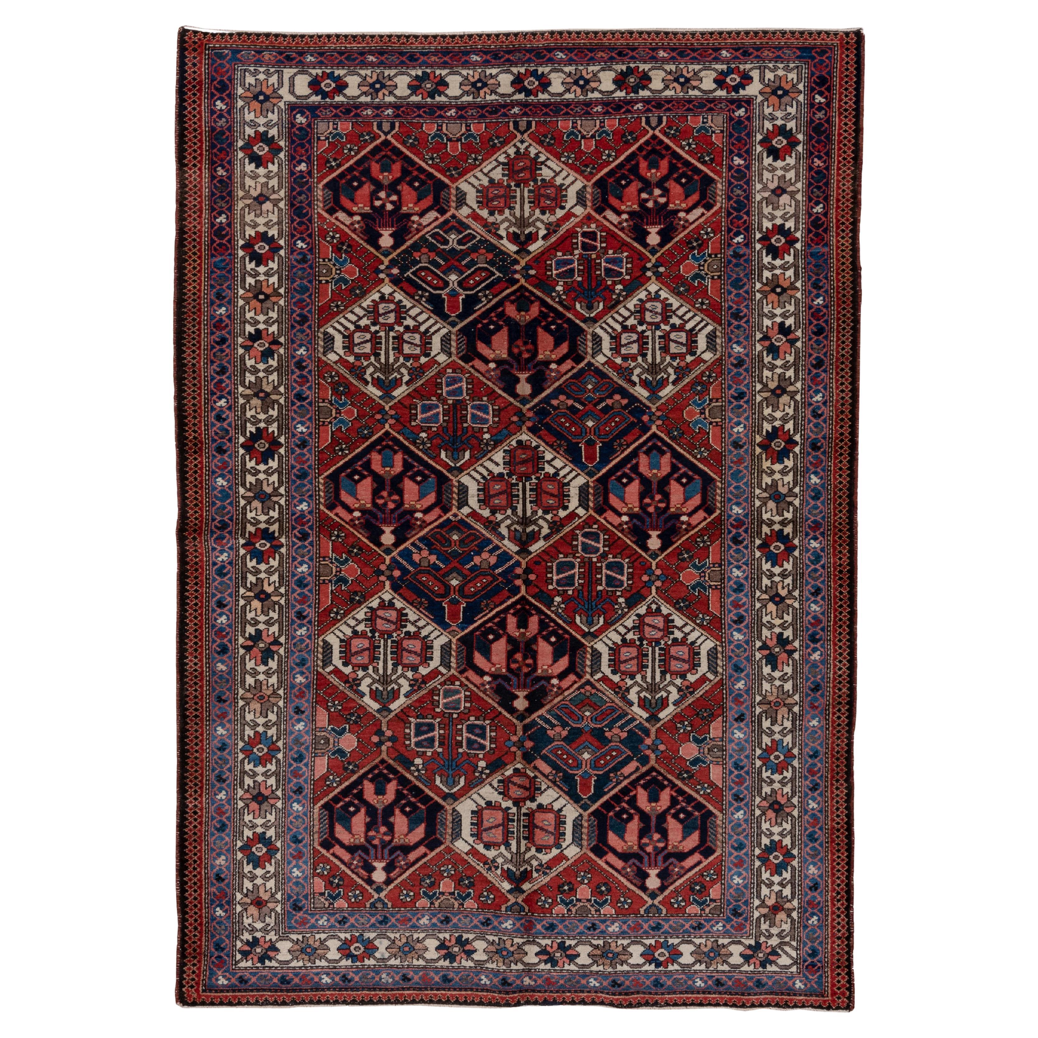 Vintage Baktiary Rug Garden Panel Design For Sale