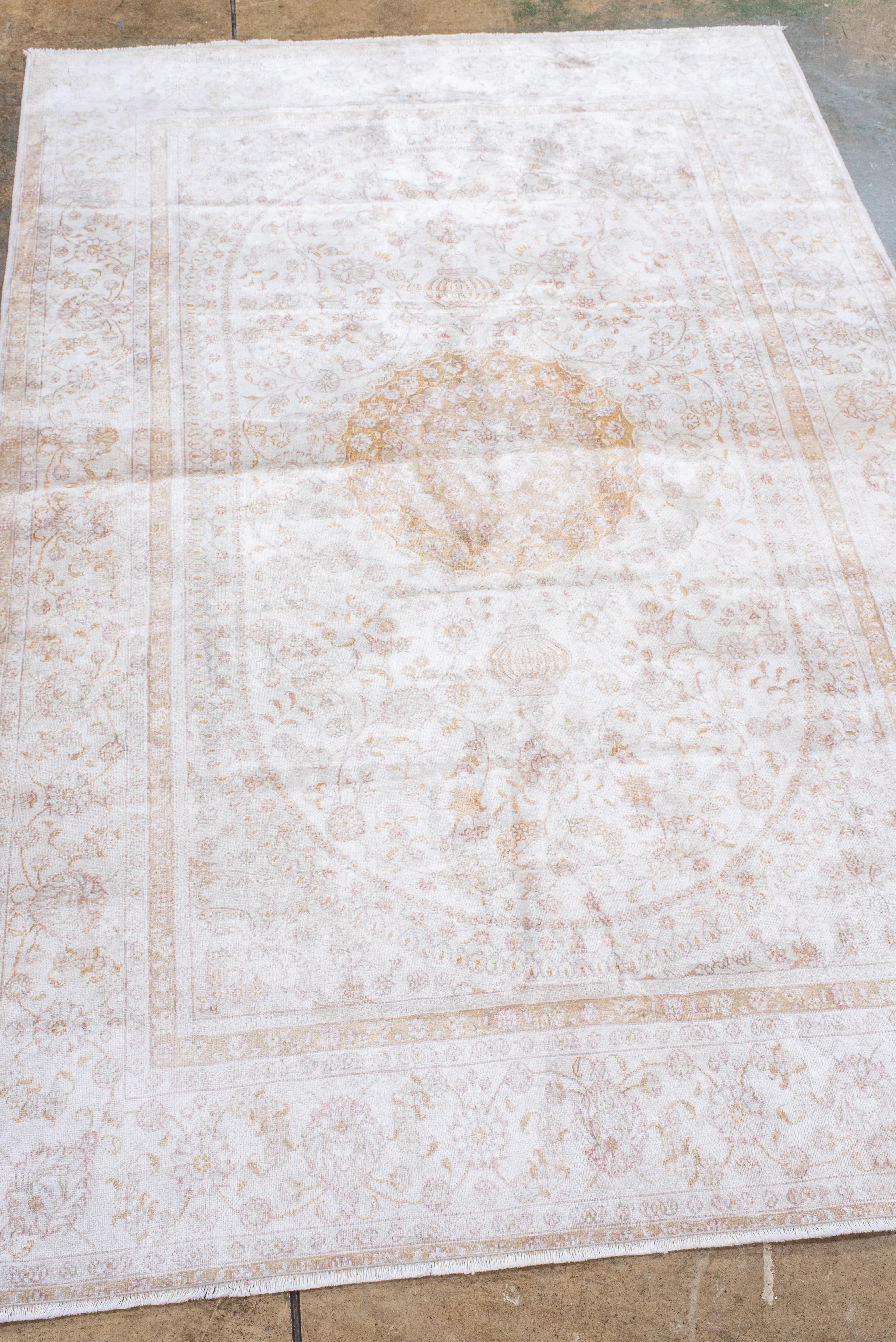 Turkish Vintage Baktiary with Soft Tones and Floral Border For Sale