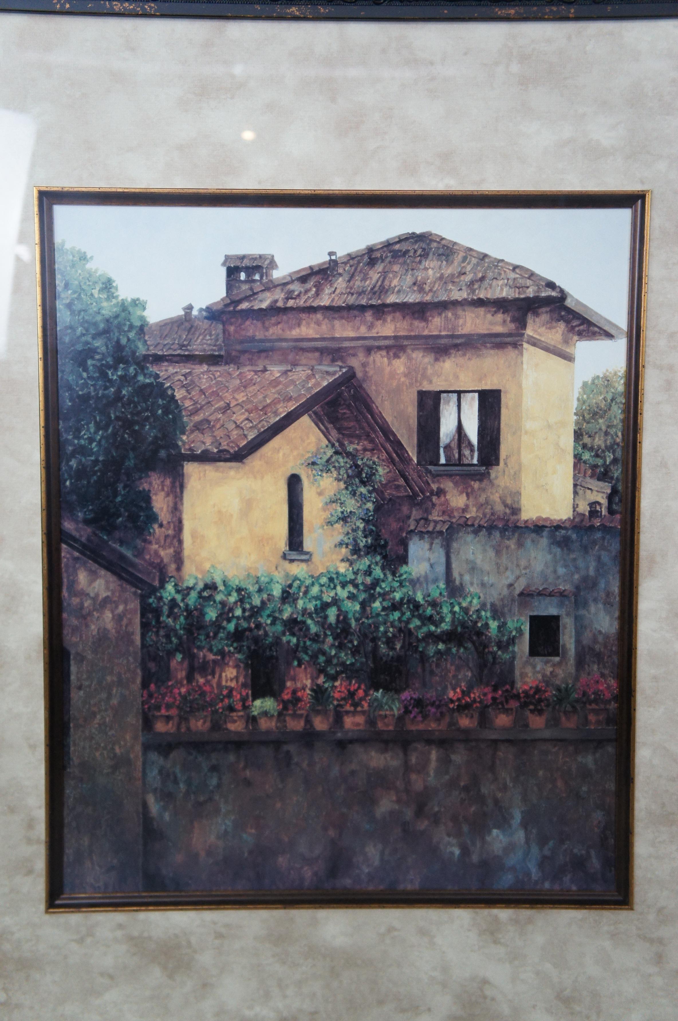 Baldwin Art Group - Vintage - Imprimé toscan italien encadré - Villa dorée - Italie Bon état - En vente à Dayton, OH