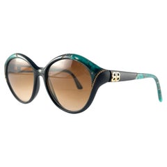 Retro Balenciaga 2053 Black & Gold Accents 1980's Sunglasses Made in France