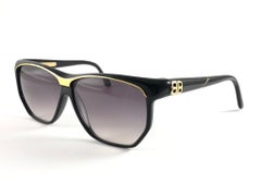 Vintage Balenciaga 2057 Black & Gold 1980's Sunglasses Made in France