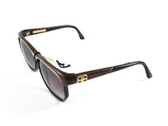 Vintage Balenciaga 2057 Sleek Black & Brown 1980's Sunglasses Made in France