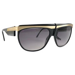 Vintage Balenciaga 2404 Sleek Black & Gold 1980's Sunglasses Made in France
