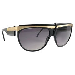 Retro Balenciaga 2404 Sleek Black & Gold 1980's Sunglasses Made in France