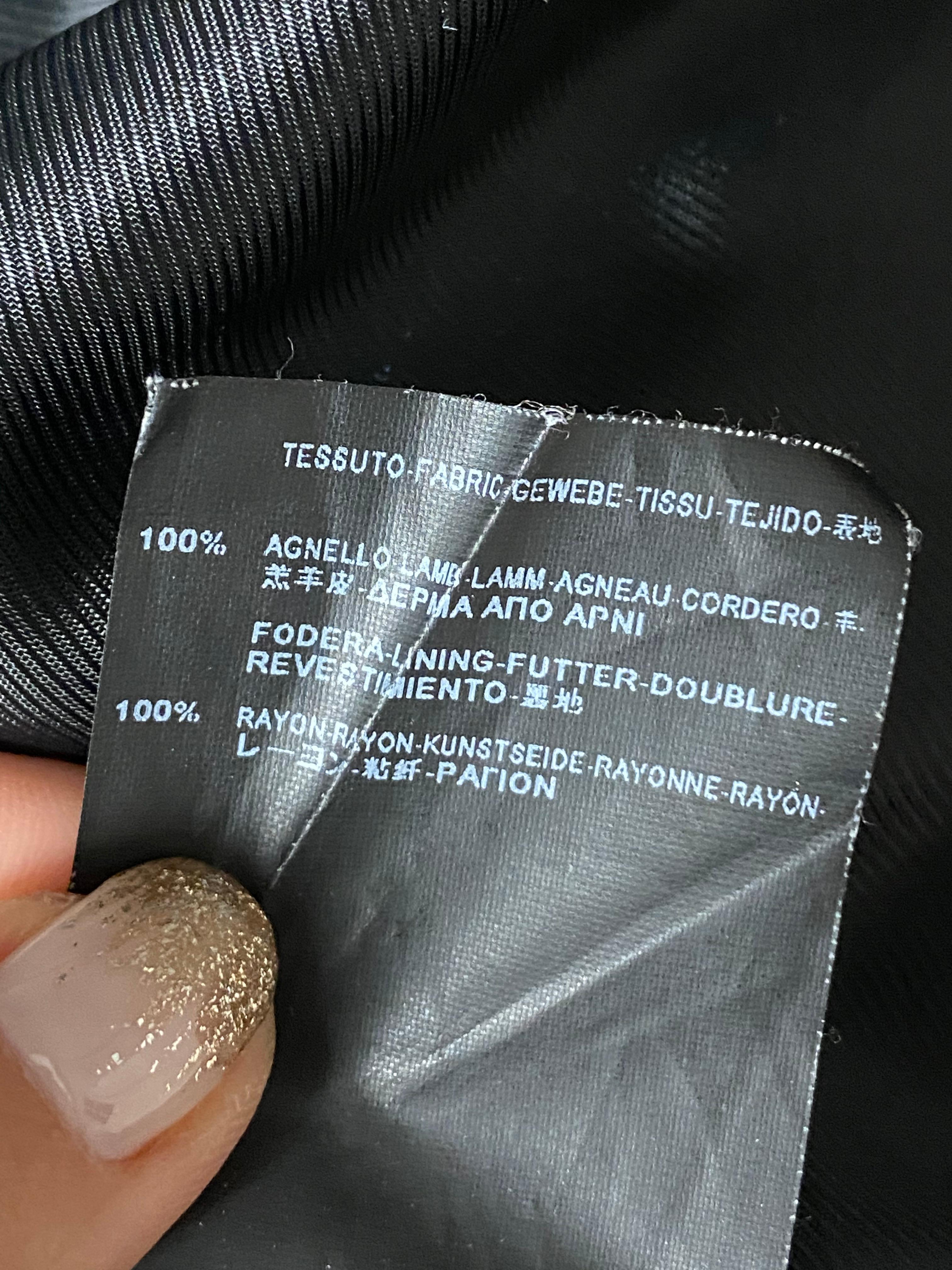 Vintage Balenciaga Negro y Oliva Moto Chaqueta de cuero, Tamaño 42 en venta 4