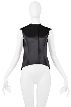 Vintage Balenciaga Black Silk Satin Neoprene Vest 2008
