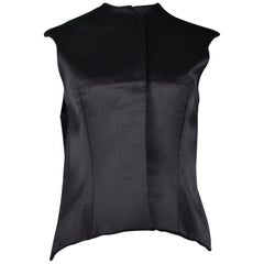 Vintage Balenciaga Black Silk Satin Neoprene Vest 2008