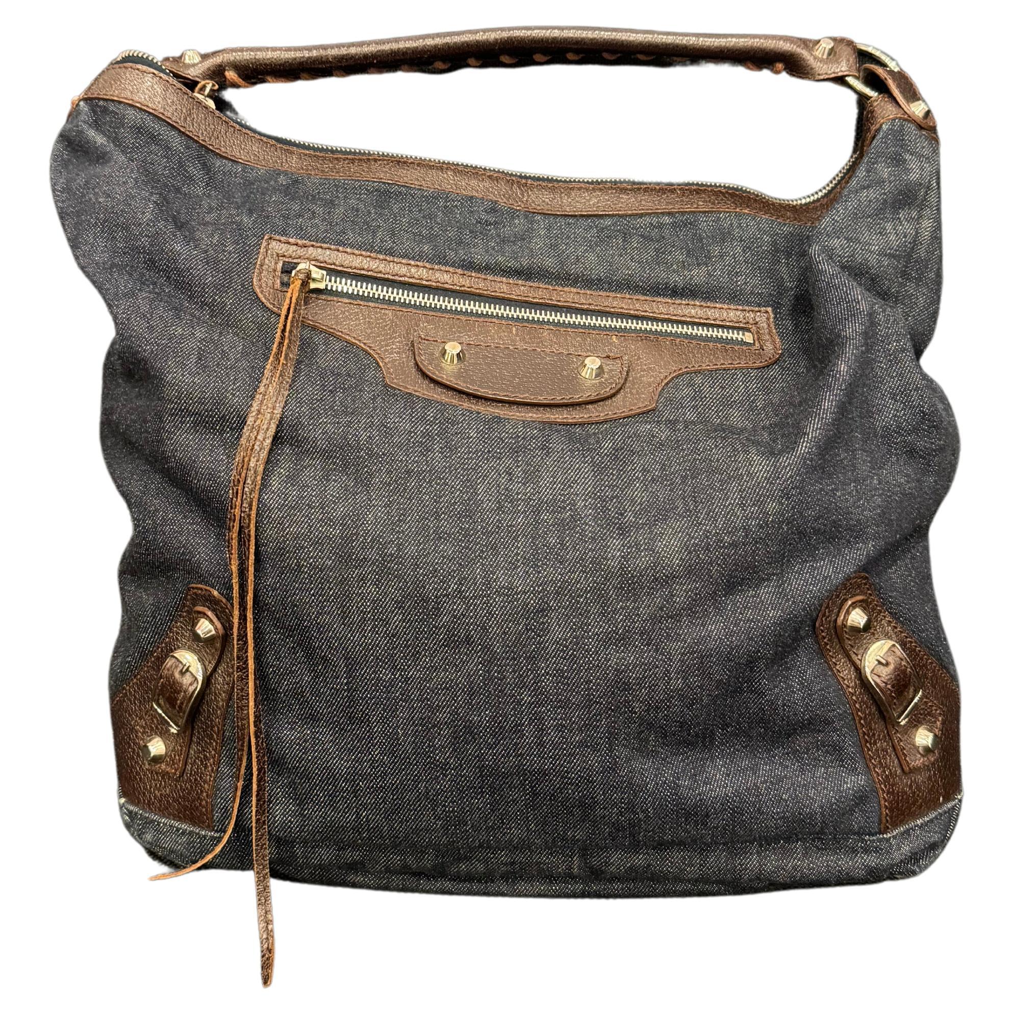 Sac hobo vintage Balenciaga Motocross City Day en denim bleu en vente