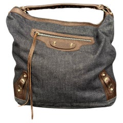 Sac hobo vintage Balenciaga Motocross City Day en denim bleu