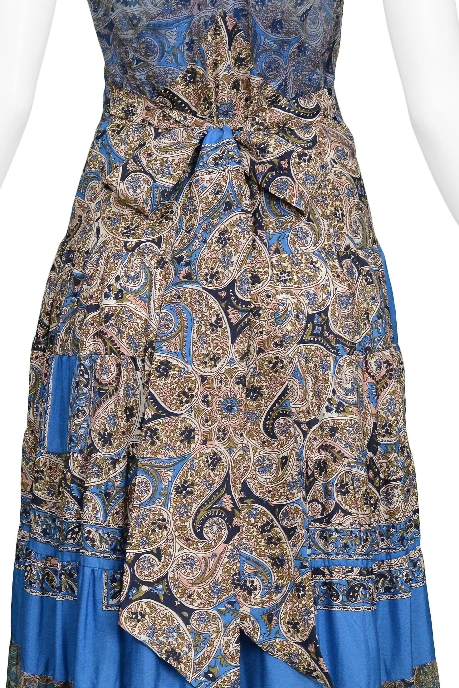 Vintage Balenciaga By Ghesquiere Blue & Paisley Patchwork Maxi Dress 2005 In Excellent Condition In Los Angeles, CA
