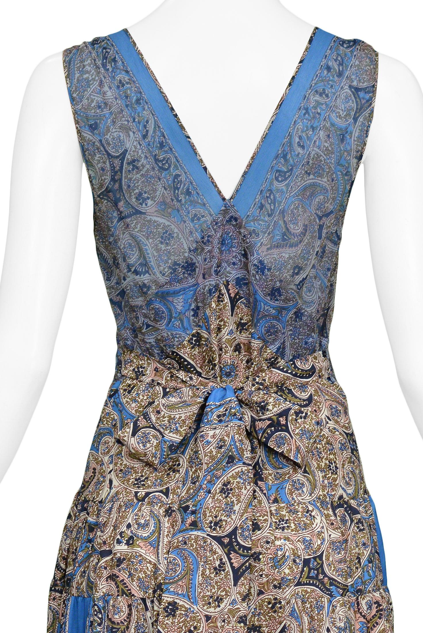 Women's Vintage Balenciaga By Ghesquiere Blue & Paisley Patchwork Maxi Dress 2005