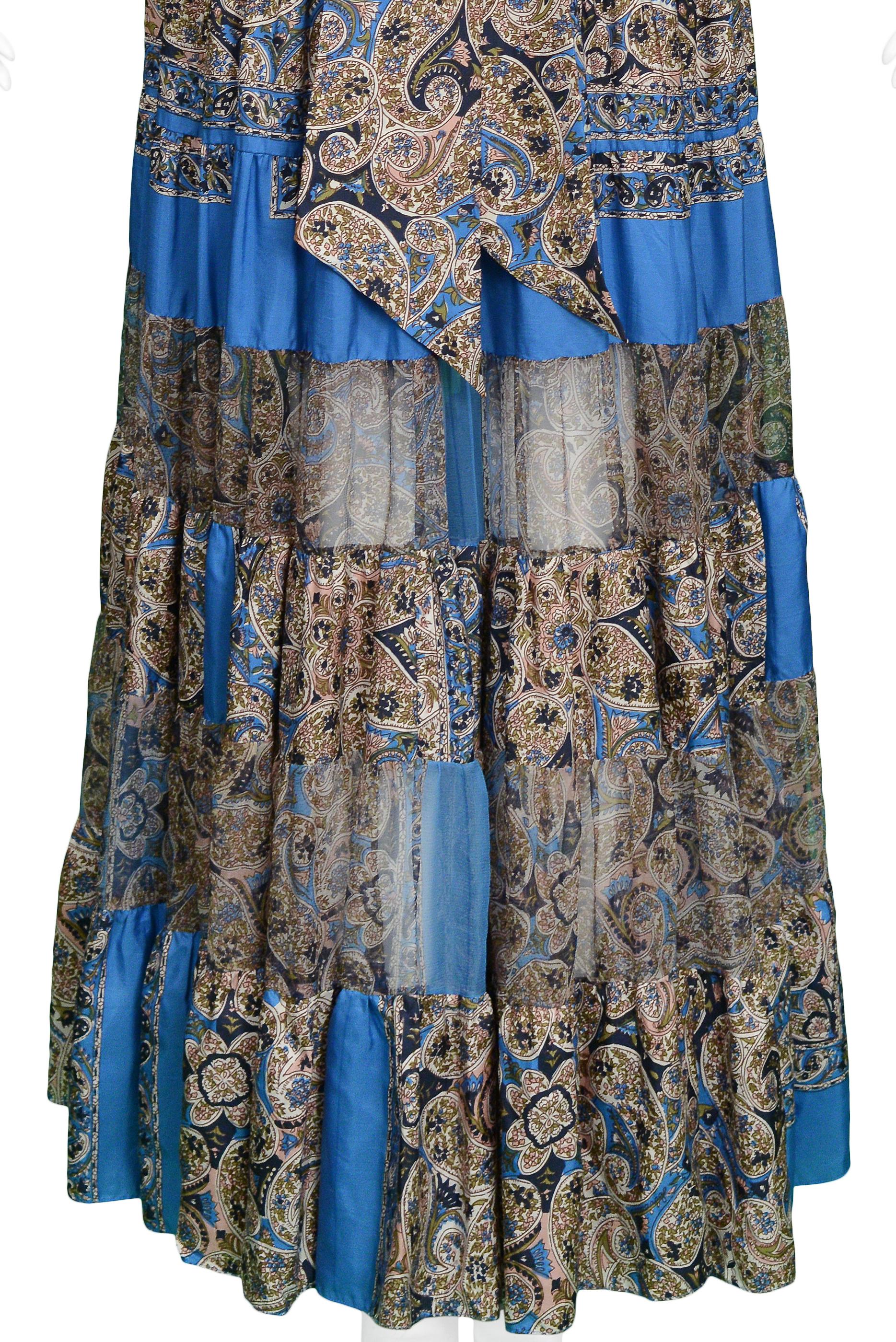 Vintage Balenciaga By Ghesquiere Blue & Paisley Patchwork Maxi Dress 2005 1