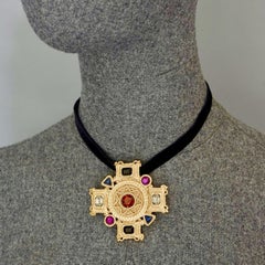 Vintage BALENCIAGA Pendentif Croix Byzantine Bijoux Broche