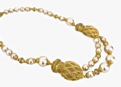 Vintage BALENCIAGA Enamel Jar Tiered Pearl Necklace