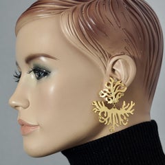 Vintage BALENCIAGA Gilt Coral Rhinestone Dangling Earrings