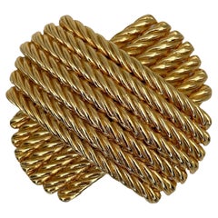 1980s Vintage Balenciaga Gold Tone Rope Cross Pin Brooch