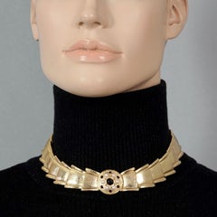 BALENCIAGA Collier ras du cou vintage à maillons médaillons orné de bijoux