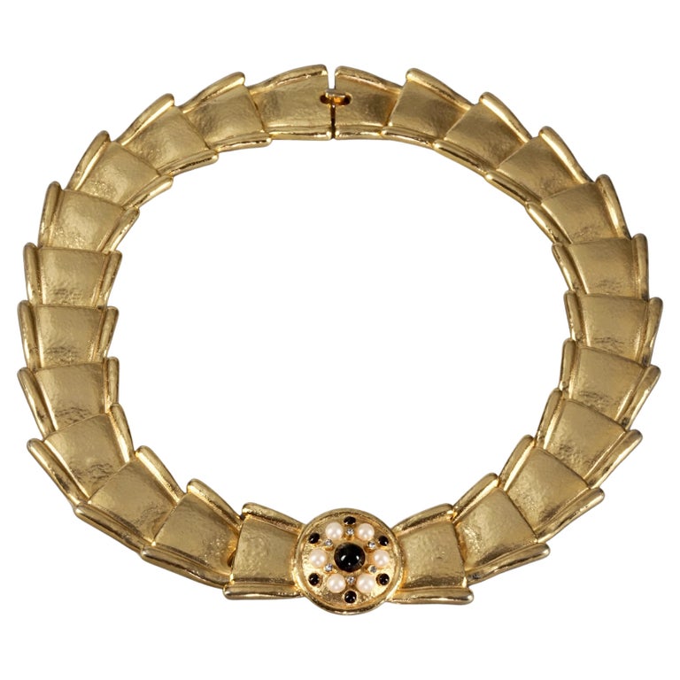 Vintage BALENCIAGA Jewelled Medallion Link Choker Necklace For Sale at  1stDibs