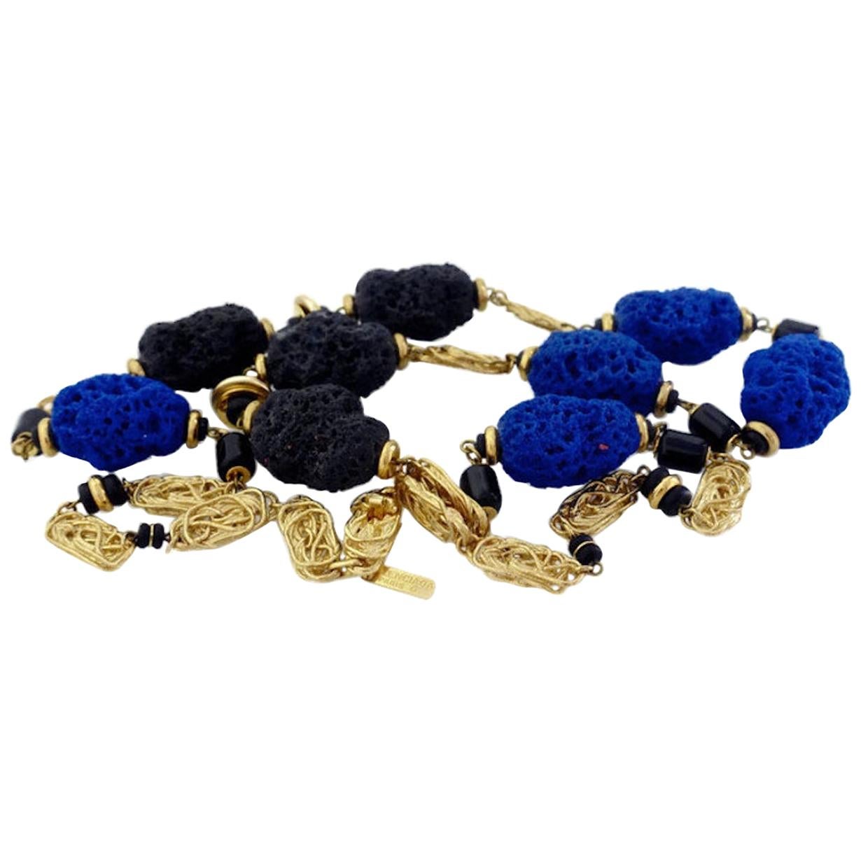 Vintage BALENCIAGA Lava Rock Necklace For Sale at 1stDibs rock
