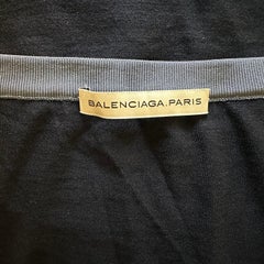 Vintage Balenciaga Paris Black Sharktooth Hem Knit Top size SM Rare Asymmetric
