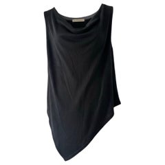 Vintage Balenciaga Paris Black Sharktooth Hem Knit Top size SM Rare Asymmetric