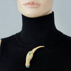 Vintage BALENCIAGA PARIS Long Beak Bird Head Harlequin Enamel Brooch