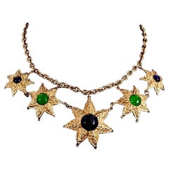 Vintage BALENCIAGA Star Cabochon Charm Necklace