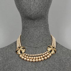 Vintage BALENCIAGA Tiered Pearl Disc Necklace