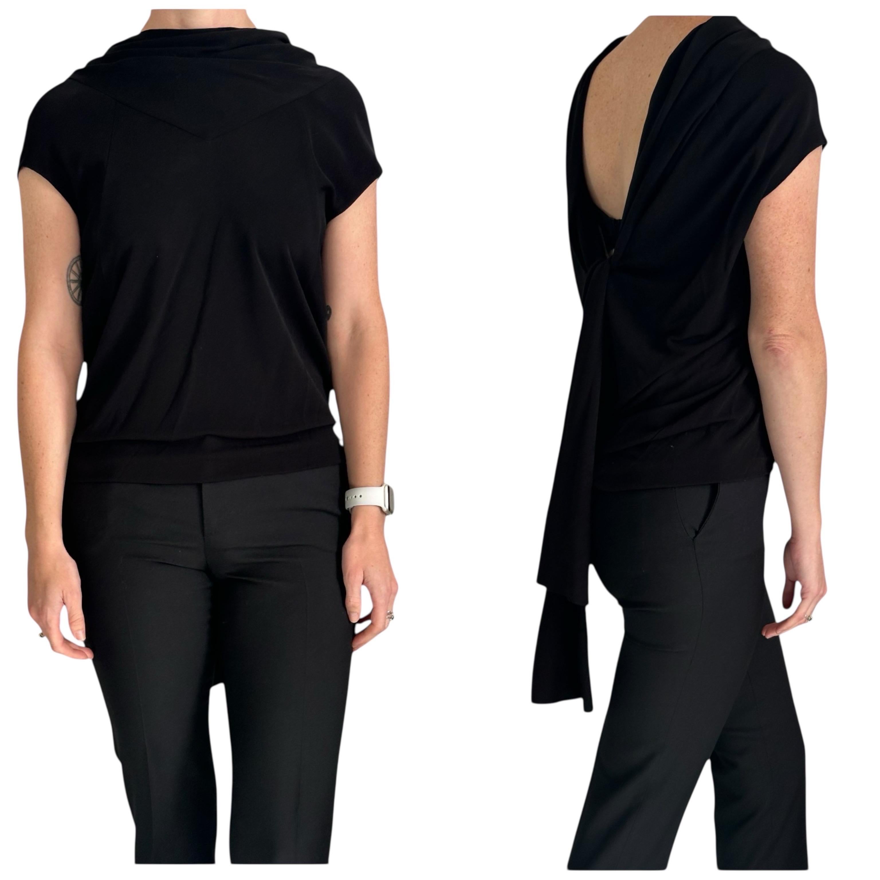 Vintage Balenciaga.Paris Blouse dos drapé Noir taille S Nicolas Ghesquière Era