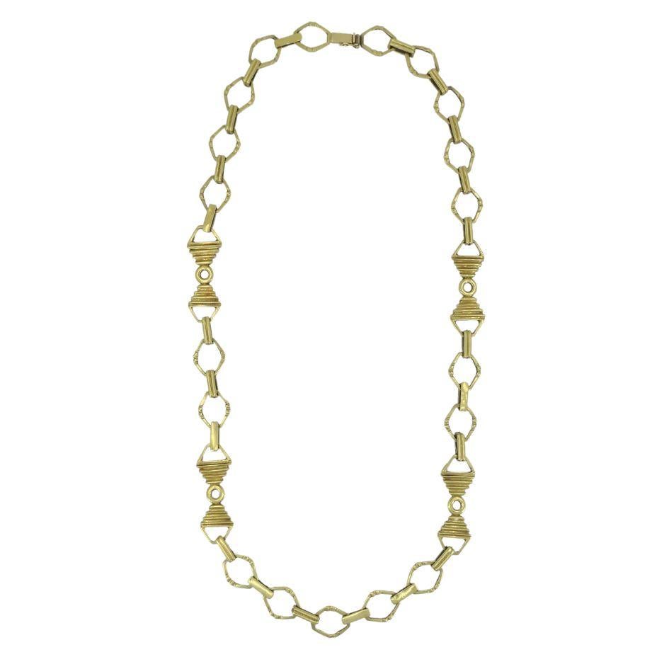 Collar de eslabones con cadena geométrica Vintage Balestra de oro de 14 quilates en Excelente estado para la venta en Beverly Hills, CA