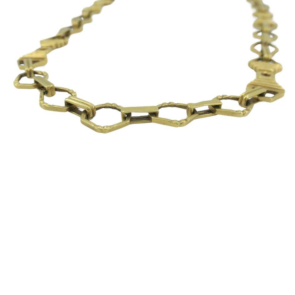 Femenino o masculino Collar de eslabones con cadena geométrica Vintage Balestra de oro de 14 quilates en venta