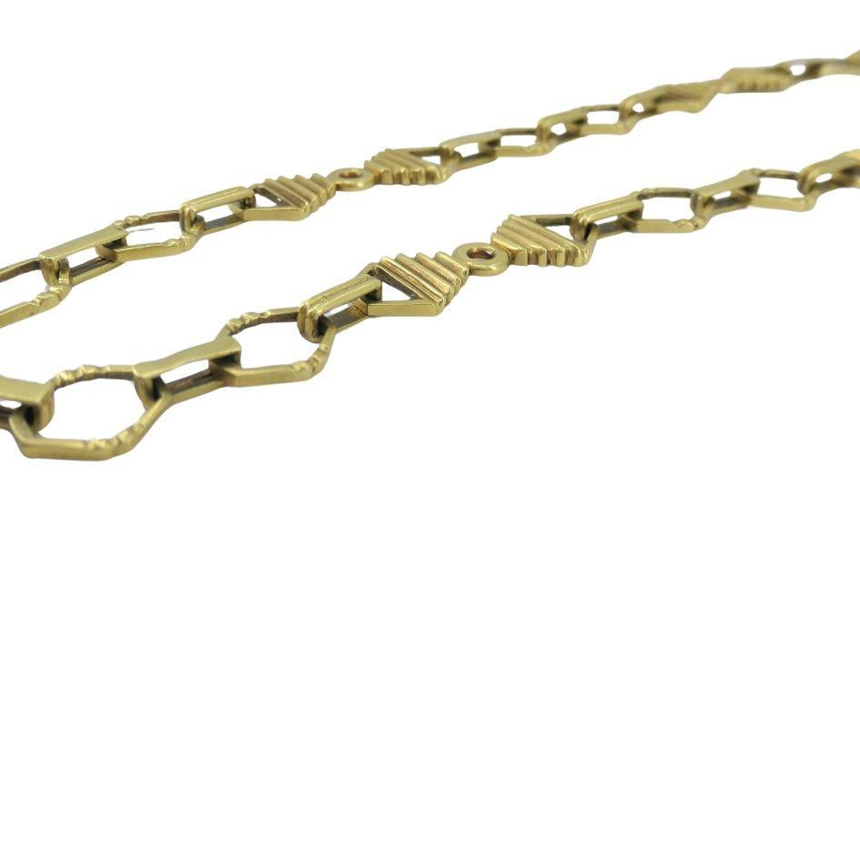 Collar de eslabones con cadena geométrica Vintage Balestra de oro de 14 quilates en venta 1