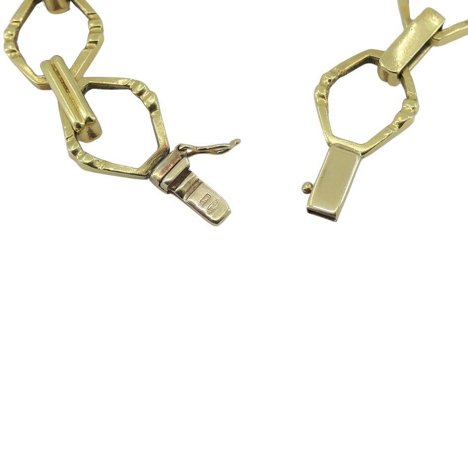 Collar de eslabones con cadena geométrica Vintage Balestra de oro de 14 quilates en venta 3