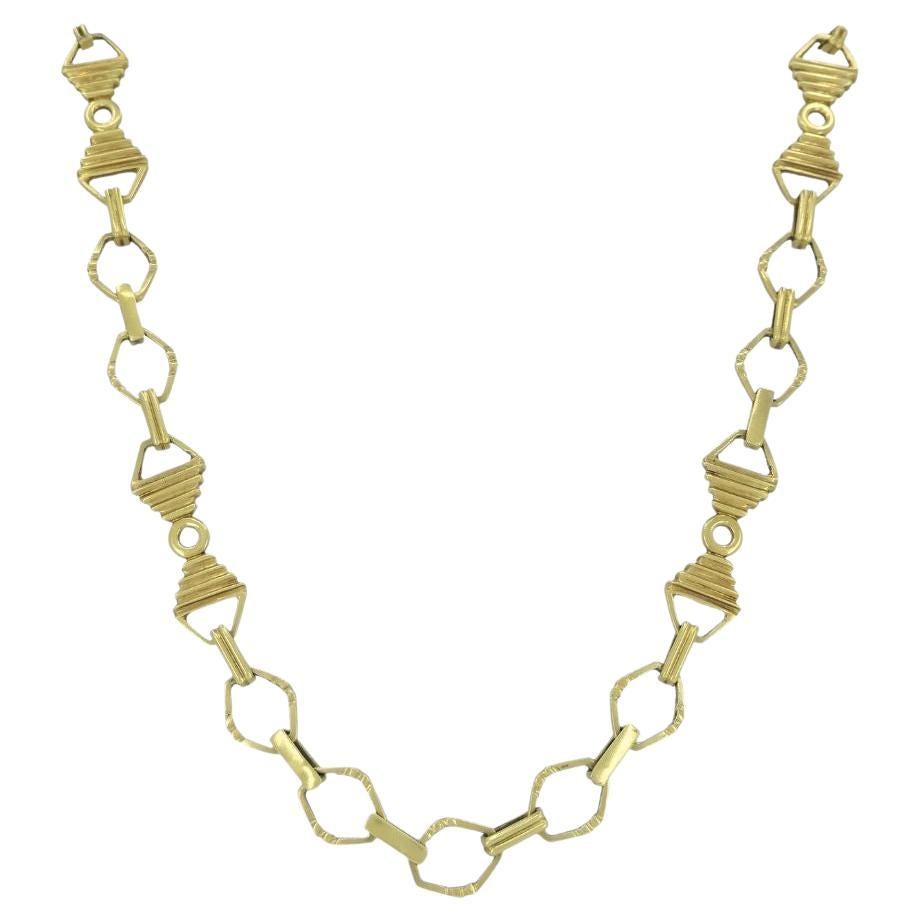 Vintage Balestra 14k Gold Geometric Chain Link Necklace