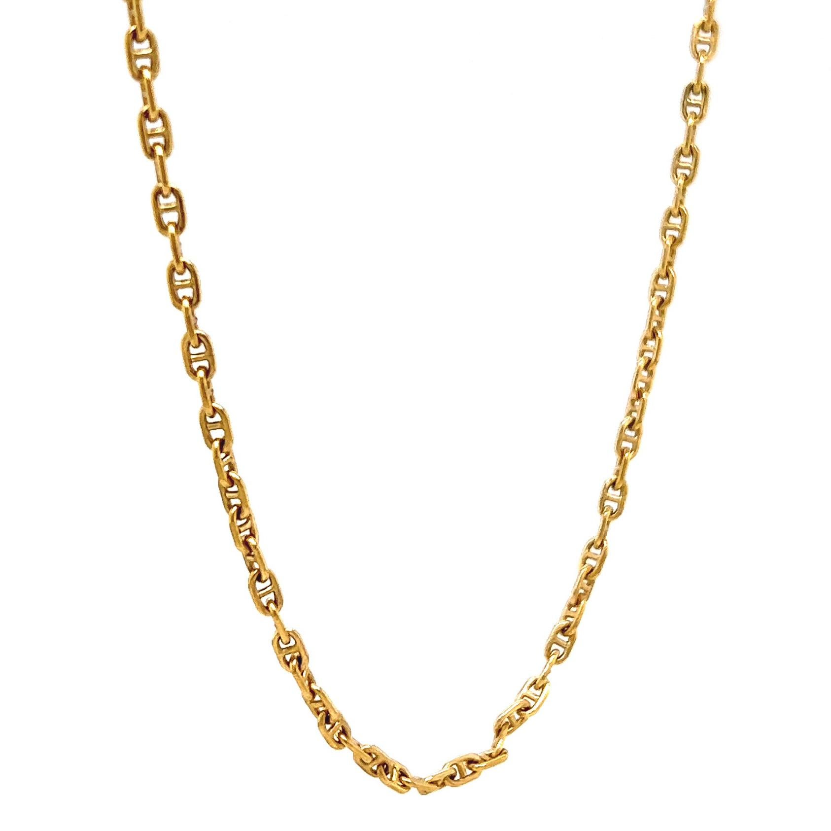 Women's or Men's Vintage Balestra Italian 18 Karat Yellow Gold Gucci Mariner Link Chain Necklace