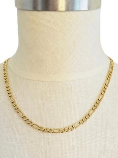 Vintage Balestra Italy 14K 585 Yellow Gold Figaro Chain Necklace Unisex 19"
