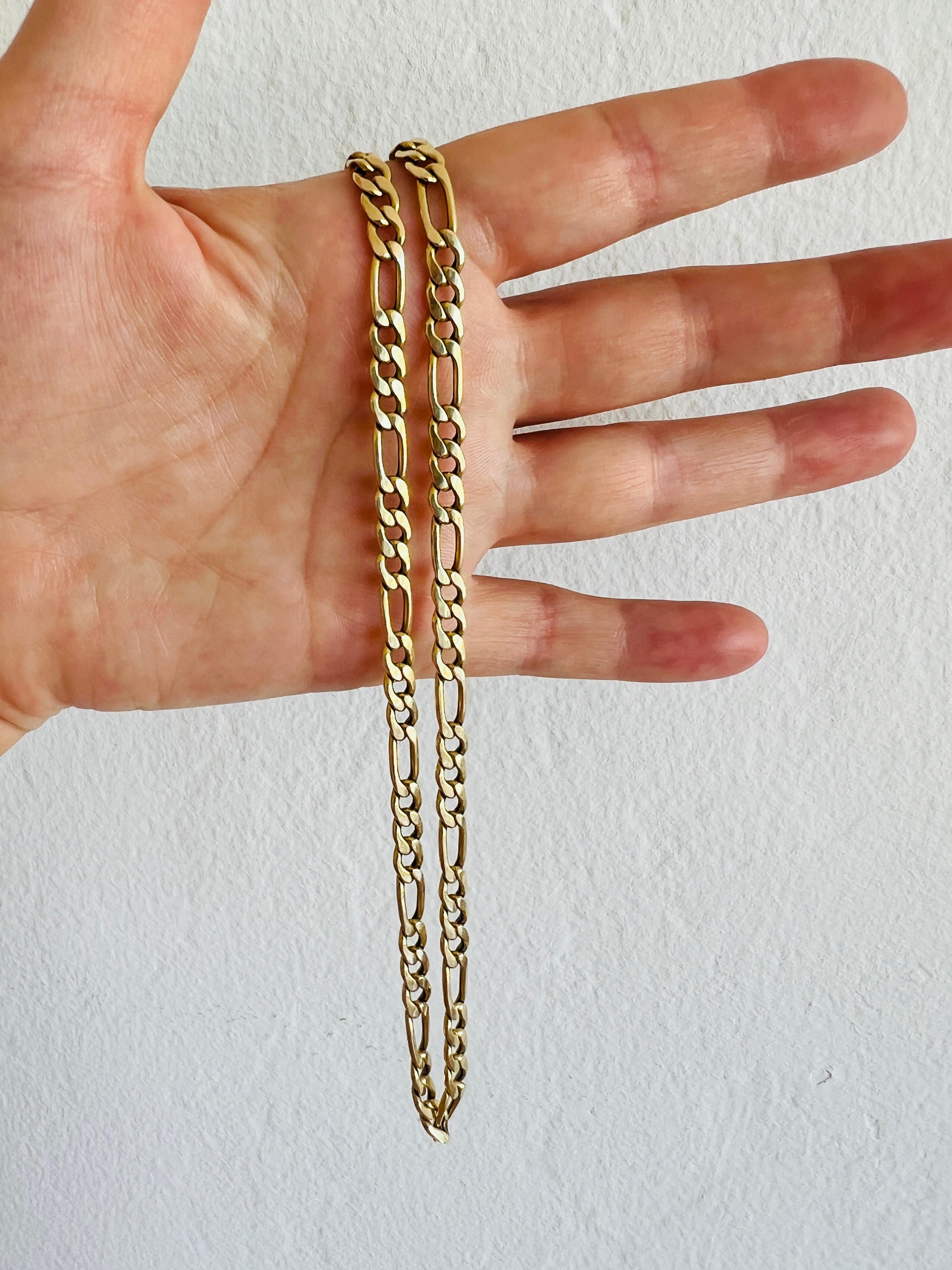 Vintage Balestra Italy 14K 585 Yellow Gold Figaro Chain Necklace Unisex 19