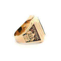 Vintage Balfour 10k Gold Intaglio Carved Black Hardstone Pembroke Class Ring
