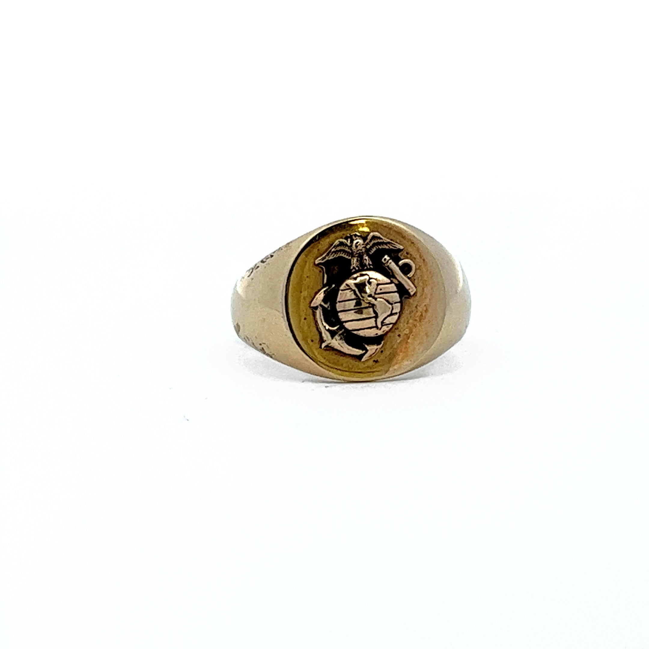 Rare Vintage Balfour United States Marine Corps 10k Yellow Gold Signet Ring For Sale