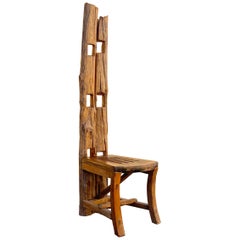 Vintage Balinese Teak Folk Art Chair, Handmade