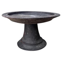 Vintage Balinese Turned Wood Pedestal Bowl (bol à piédestal en bois tourné)