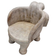 Vintage Balinese Wood Carved Elephant Chair