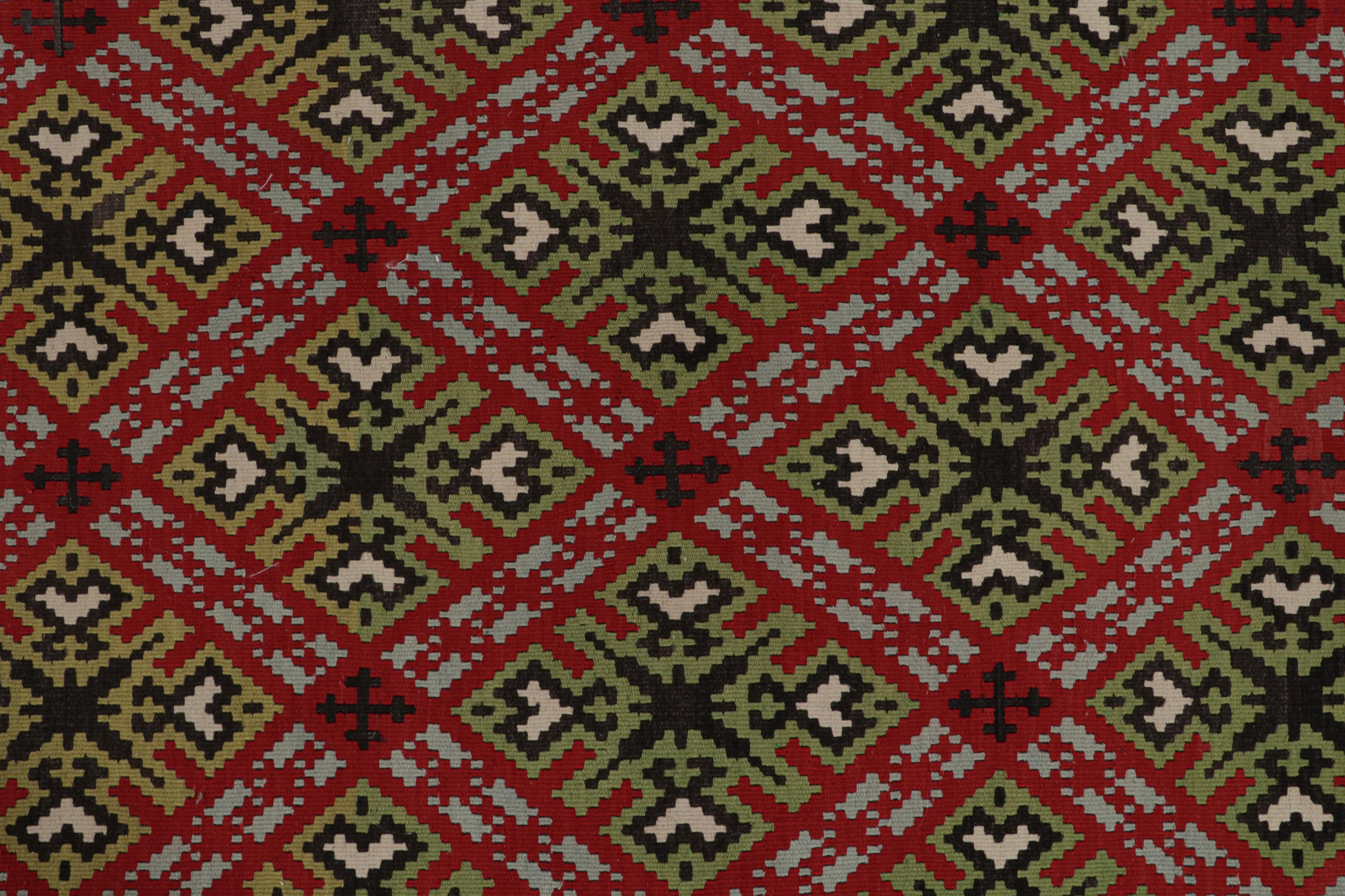 Vintage Balkan Kilim with Gold, Red & Green Geometric Patterns from Rug & Kilim In Good Condition For Sale In Long Island City, NY