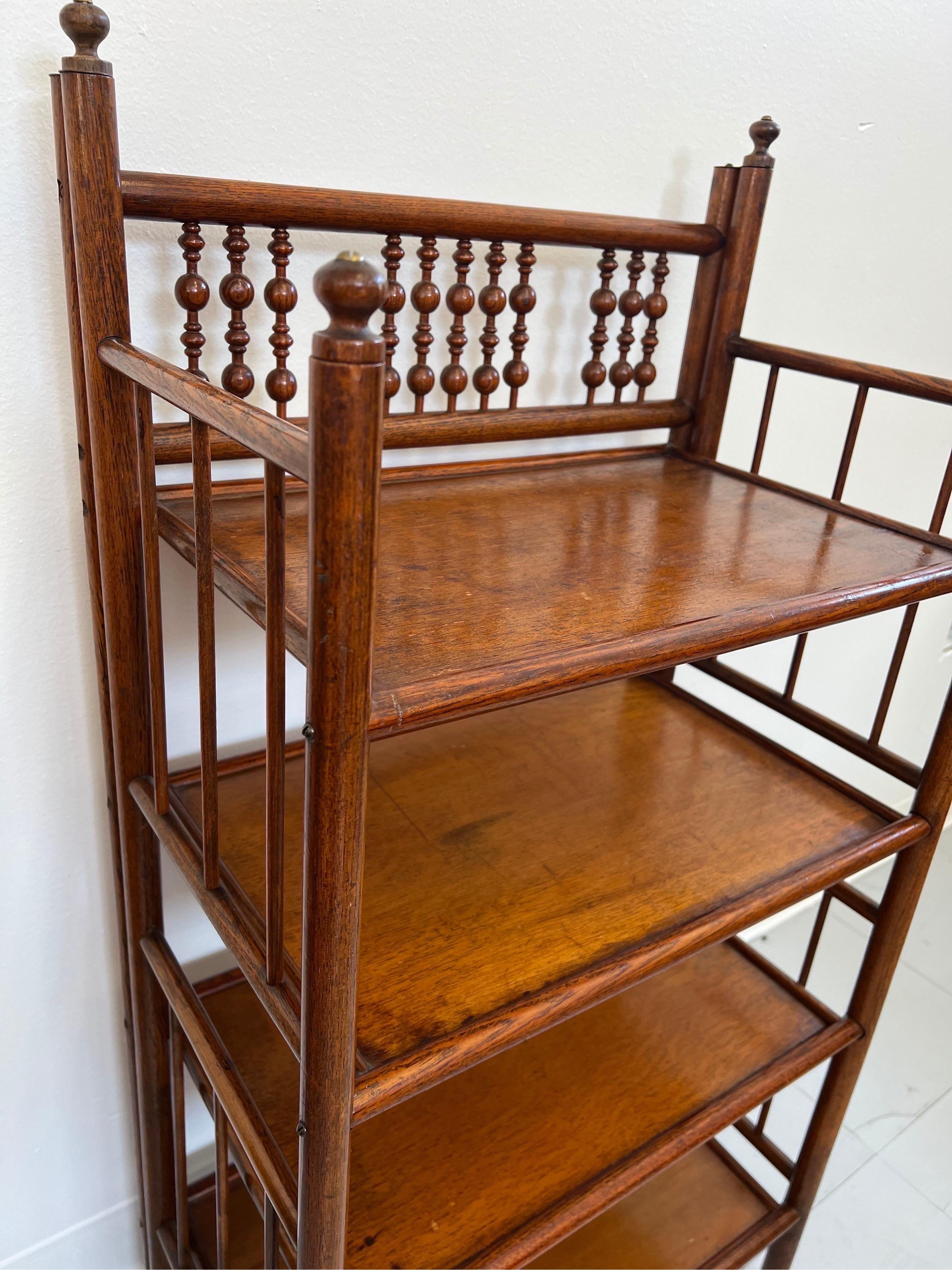 Mahogany Vintage Ball and Stick Book Case or Storage Shelf