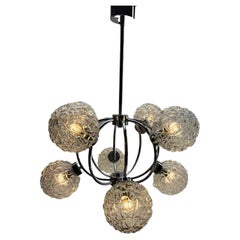 Vintage Ball Pendant Stem Lamp with 8 Globular Lights Massive Belgium 1960s