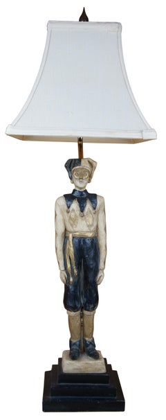 Vintage Ballard Design Figural Harlequin Court Jester Clown Table Lamp