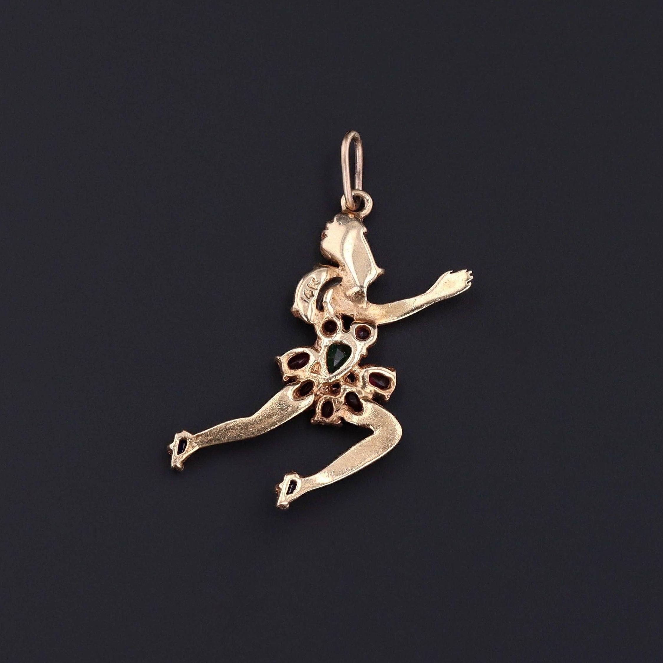 Contemporary Vintage Ballerina Charm of 14k Gold For Sale